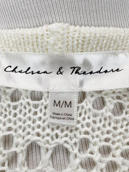 Women's Size M Open Front Crochet Openword Knit Long Cardigan Sweater - Picture 7 of 8